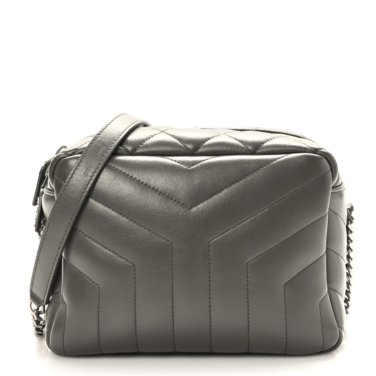 Saint Laurent Calfskin Y Quilted Monogram Small Loulou Bowling Bag Earth 1 of 11