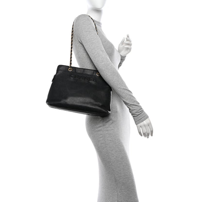 Chanel Caviar Logo Shoulder Bag Black 2 of 14