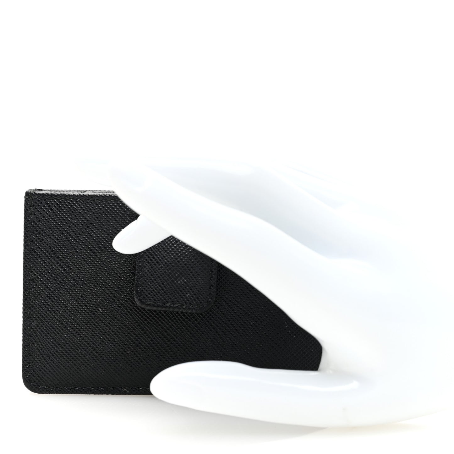 Saffiano Metal Gusseted Card Holder Black