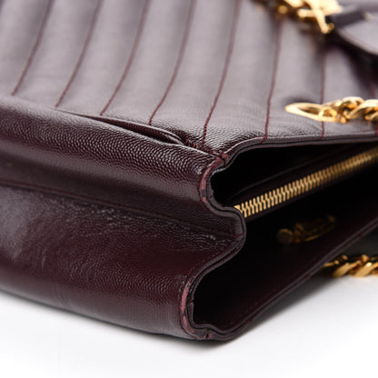 Saint Laurent Grain de Poudre Matelasse Chevron Large Monogram Shopping Bag Amarena 9 of 21