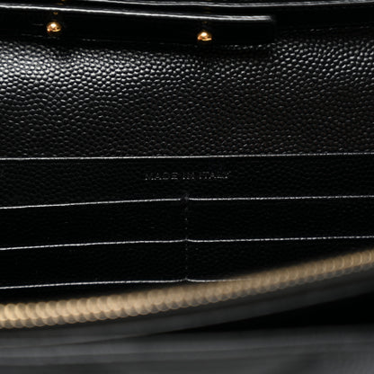 Saint Laurent Grain De Poudre Matelasse Chevron Monogram Chain Wallet Black 5 of 9