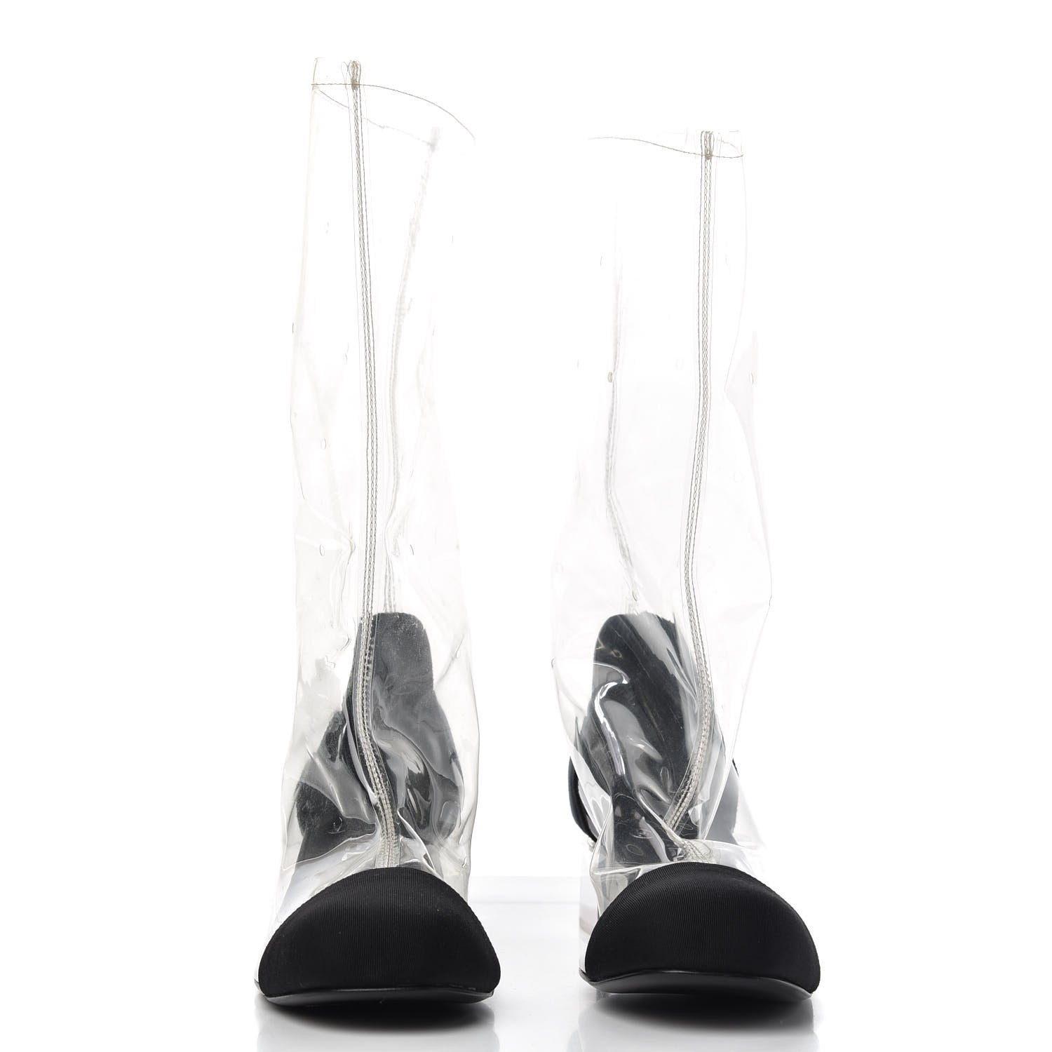 Chanel PVC Grosgrain High Boots 40 Transparent Black 2 of 7
