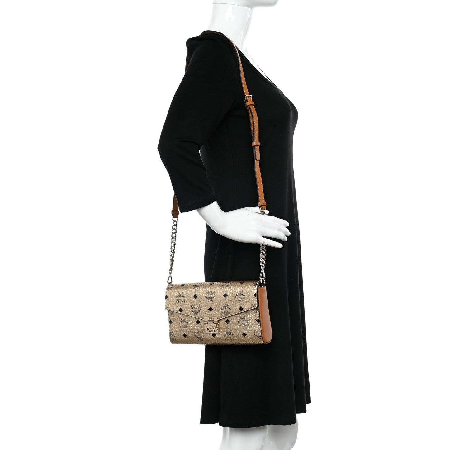Metallic Visetos Medium Millie Crossbody Bag Berlin Gold