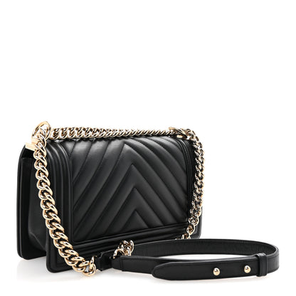 Chanel Lambskin Chevron Quilted Medium Boy Flap Black 3 of 10