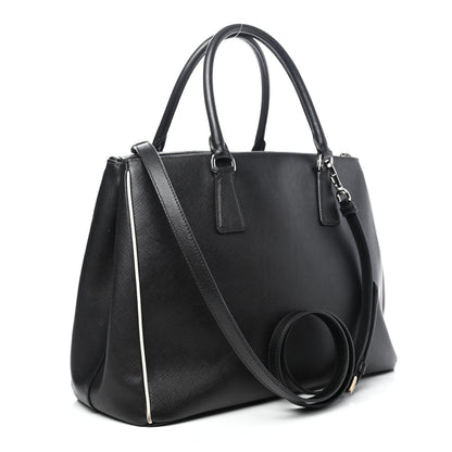 Prada Saffiano Medium Galleria Double Zip Tote Black Talco 2 of 6