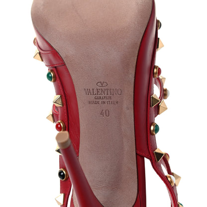 Valentino Garavani Calfskin Rockstud Rolling Ankle Strap 100mm Pumps 40 Rosso Valentino 6 of 7