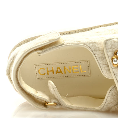 Chanel Wool Tweed Velcro Dad Sandals 40 Ivory 9 of 9