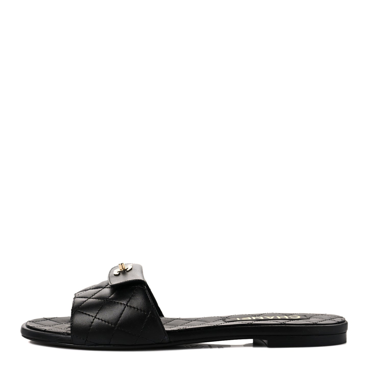 Lambskin Quilted CC Turnlock Sandals 40 Black