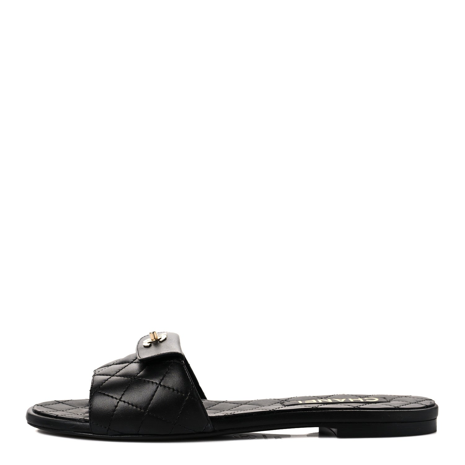 Chanel Lambskin Quilted CC Turnlock Sandals 40 Black 1 of 8