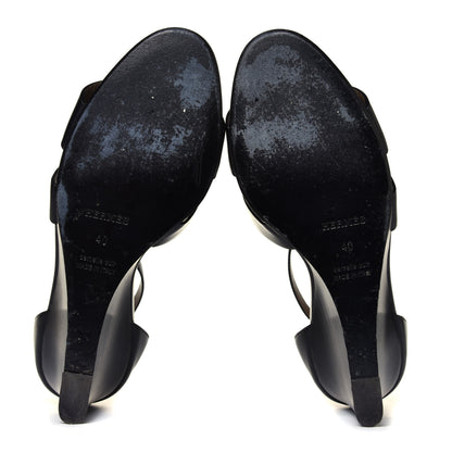Hermes Calfskin Legend Wedge Sandals 40 Black 12 of 12