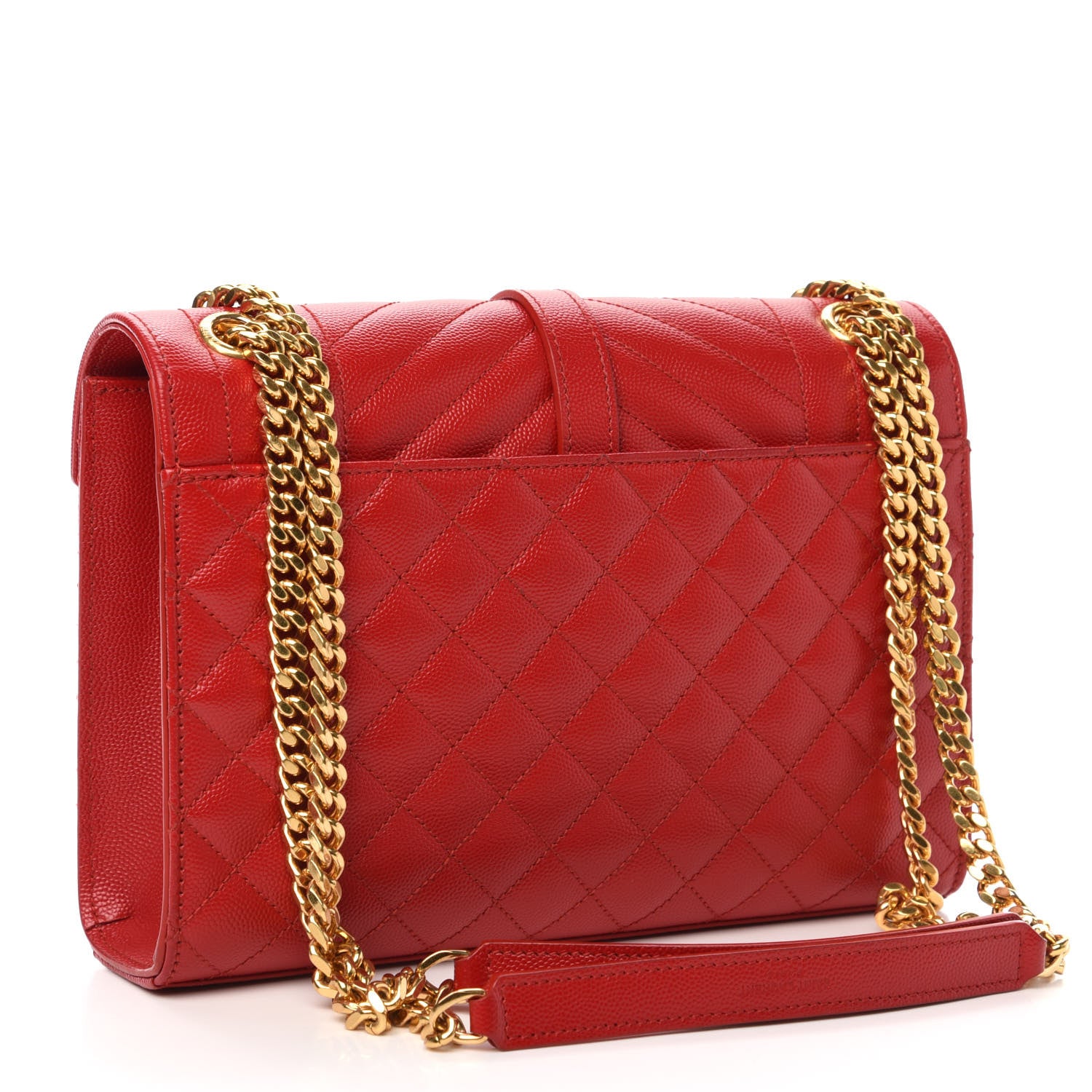 Saint Laurent Grain De Poudre Textured Mixed Matelasse Triquilt Medium Monogram Satchel New Red 3 of 10