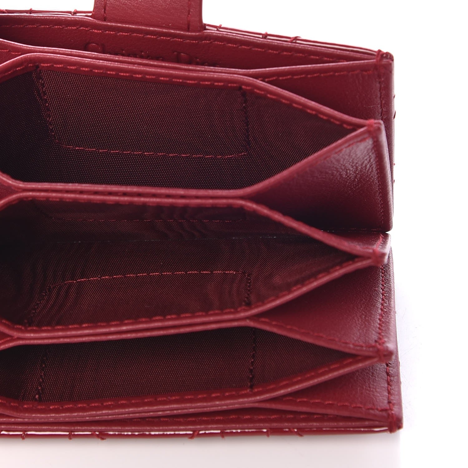 Christian Dior Patent Cannage Lady Dior 5-Gusset Card Holder Scarlet 5 of 9