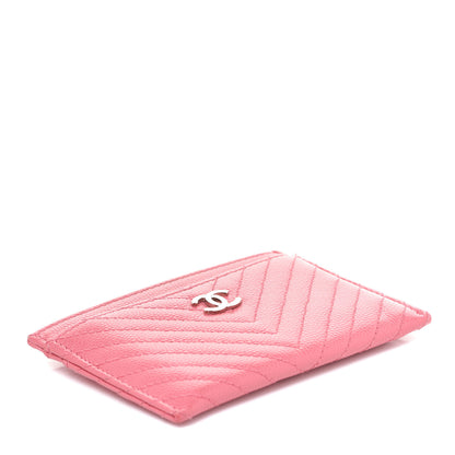 Chanel Caviar Chevron Quilted Card Holder Pink 3 of 11