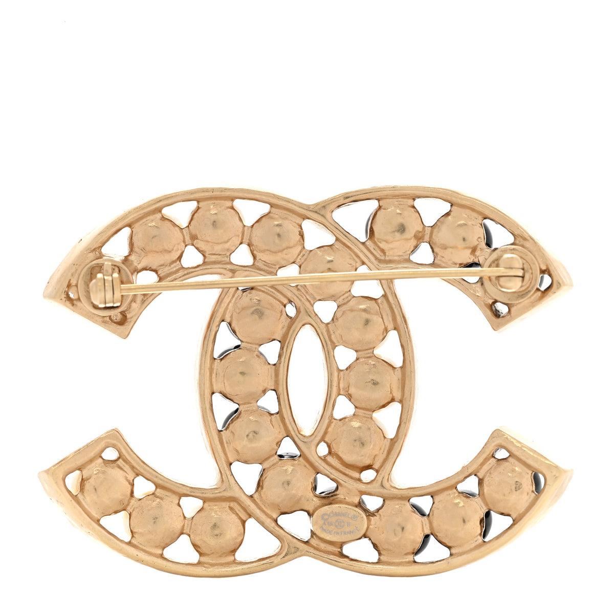 Pearl CC Brooch Gold Black