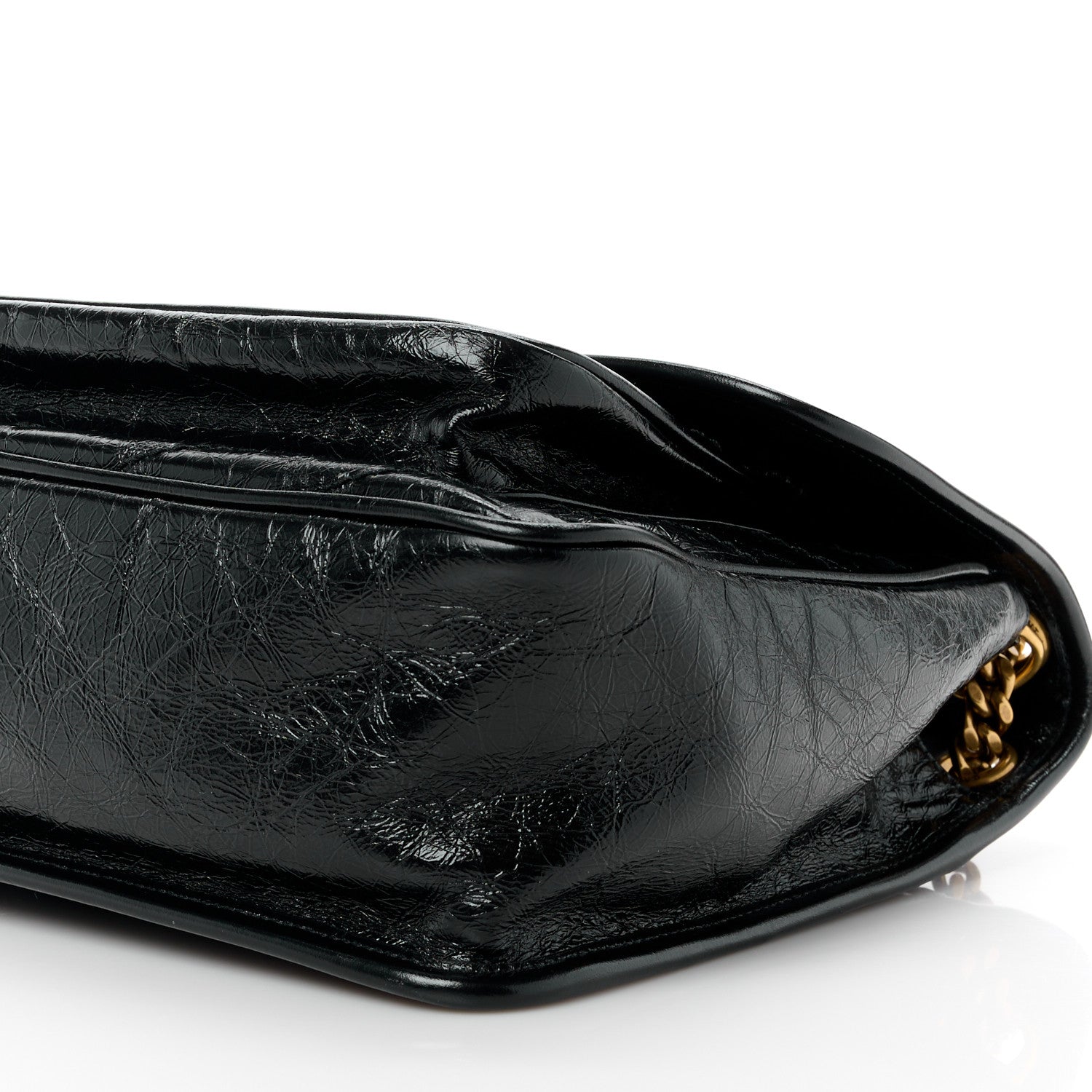 Saint Laurent Crinkled Calfskin Matelasse Monogram Medium Niki Chain Satchel Black 12 of 12