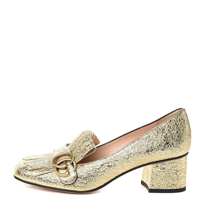 Gucci Galassia GG Marmont Fringe 50mm Loafer Pumps 39 Platino 1 of 9