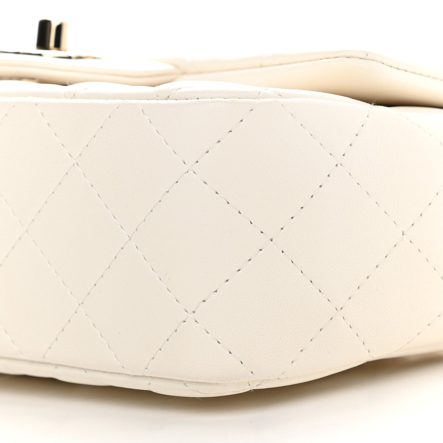 Lambskin Quilted Mini Rectangular Flap White