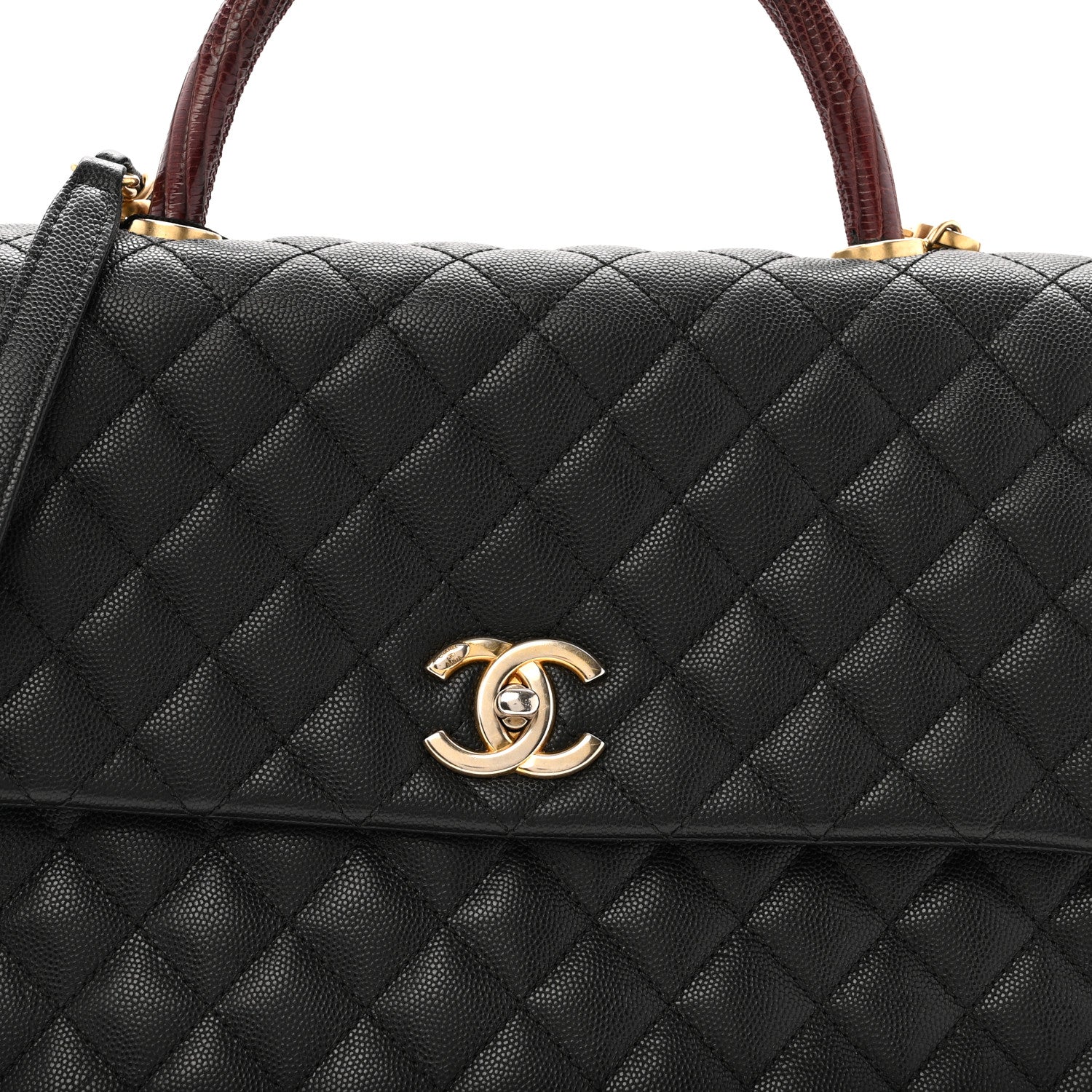 Chanel Caviar Lizard Quilted Large Coco Handle Flap Black 8 of 12