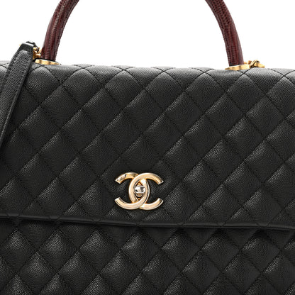 Chanel Caviar Lizard Quilted Large Coco Handle Flap Black 8 of 12