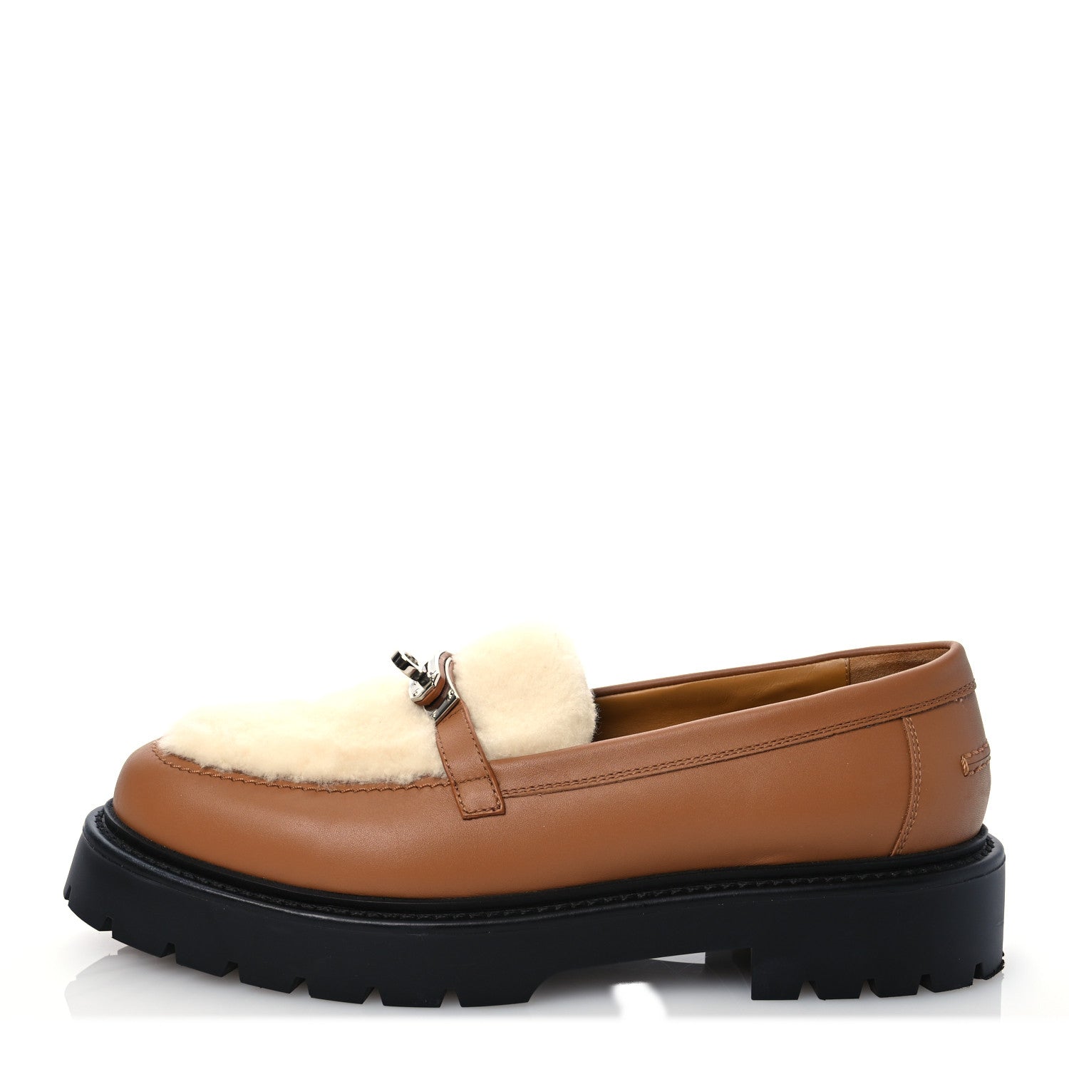 Hermes Calfskin Shearling Icone Loafers 41 Naturel Ecru 1 of 15