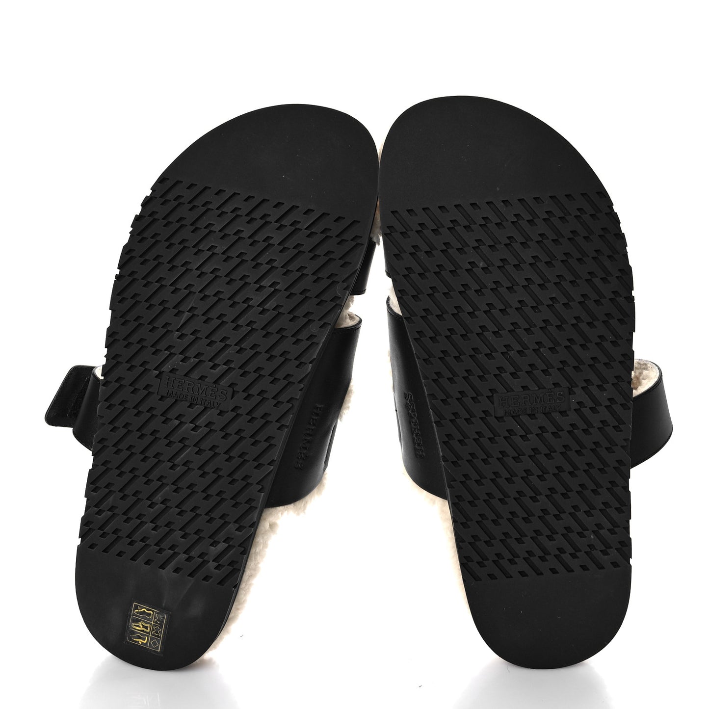 Calfskin Woolskin Mens Chypre Sandals 42 Black Ecru