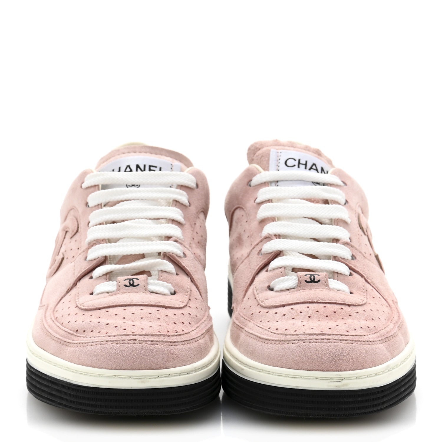 Chanel Suede Womens CC Sneakers 38 Light Pink 3 of 11