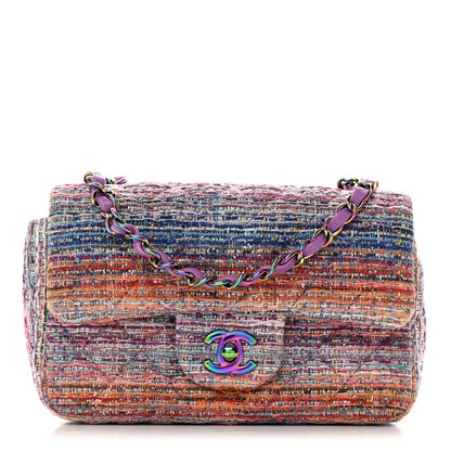 Chanel Tweed Quilted Mini Rectangular Flap Blue Pink Orange 1 of 10