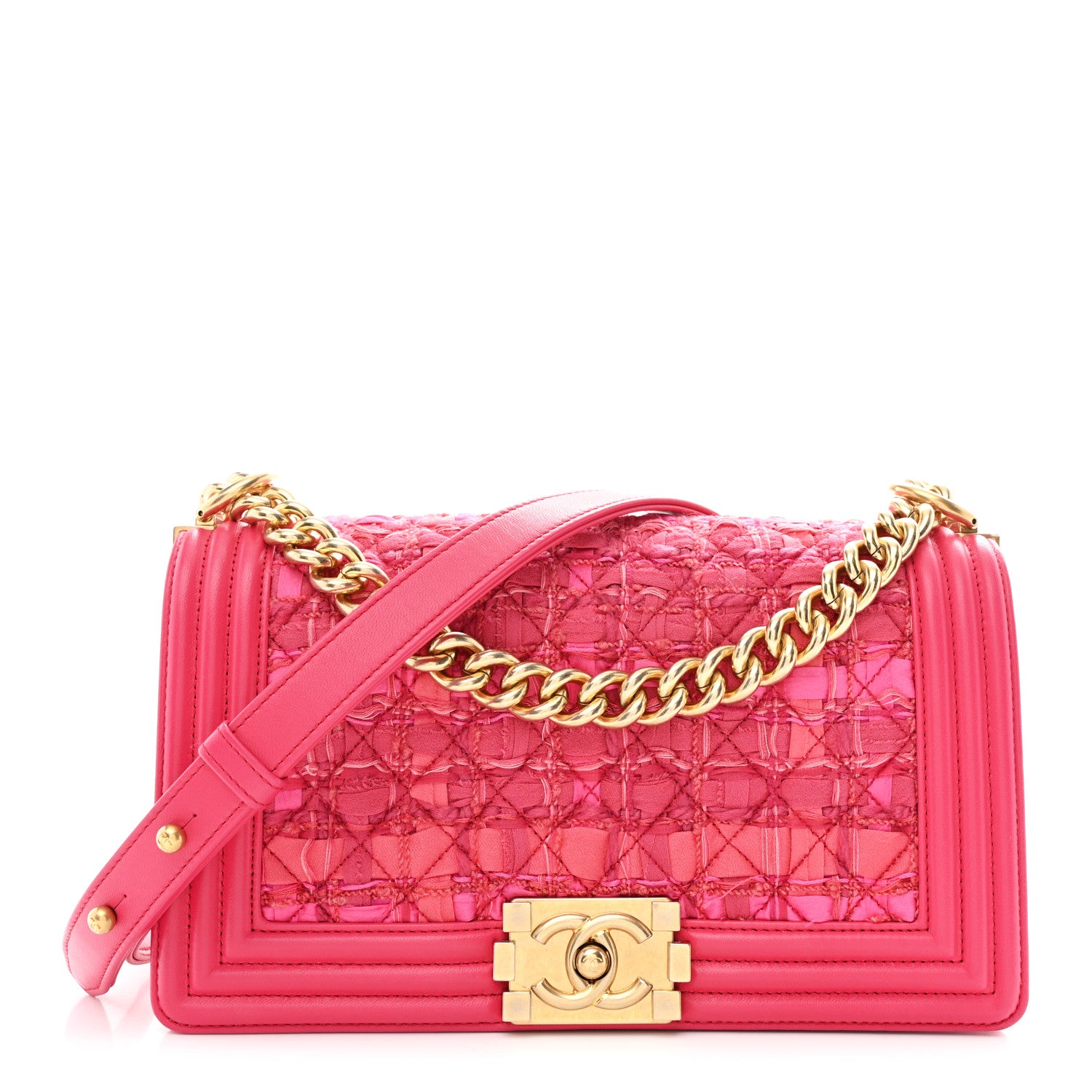 Chanel Lambskin Tweed Medium Boy Flap Fuchsia 1 of 10