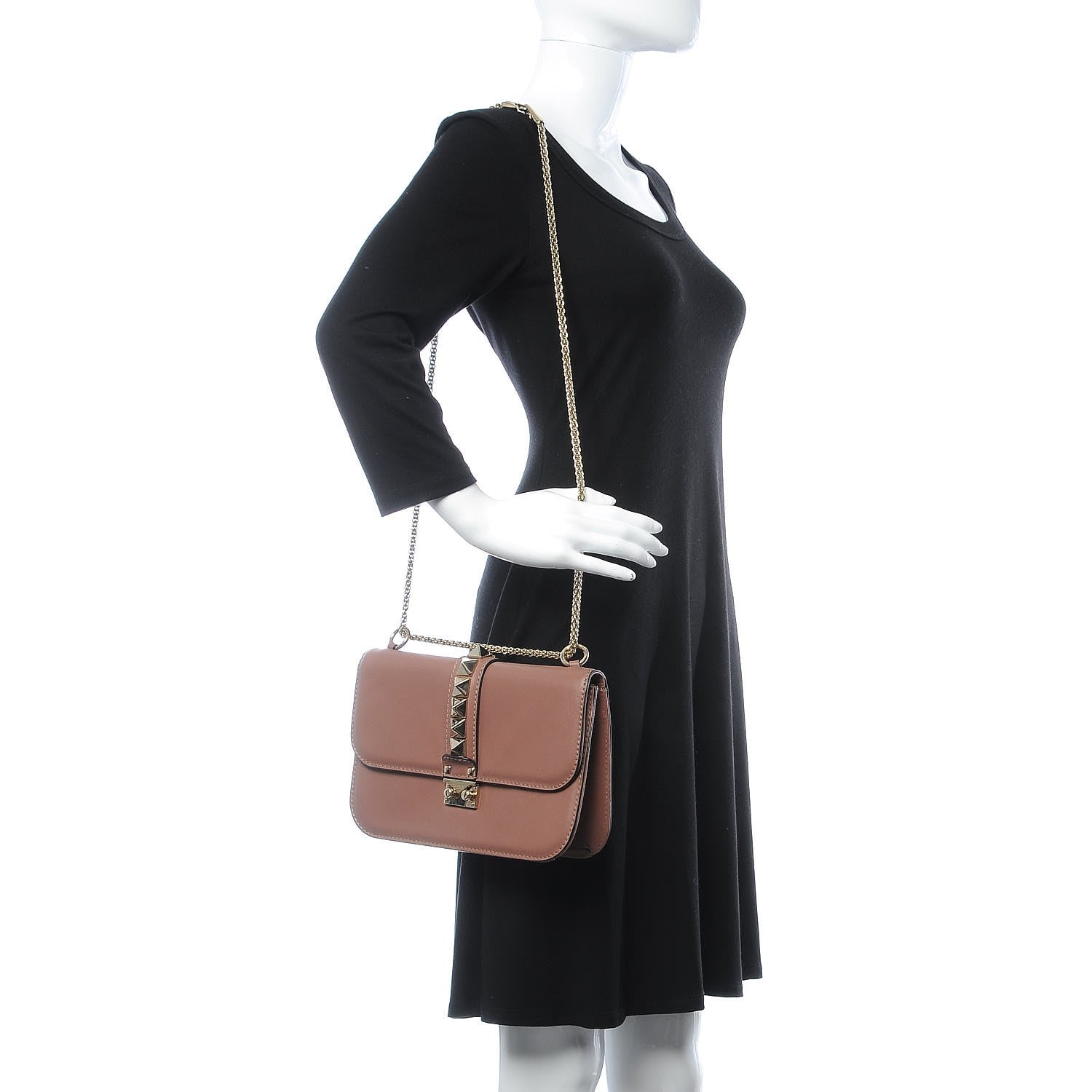 Valentino Garavani Vitello Medium Glam Lock Rockstud Flap Brownish 2 of 10