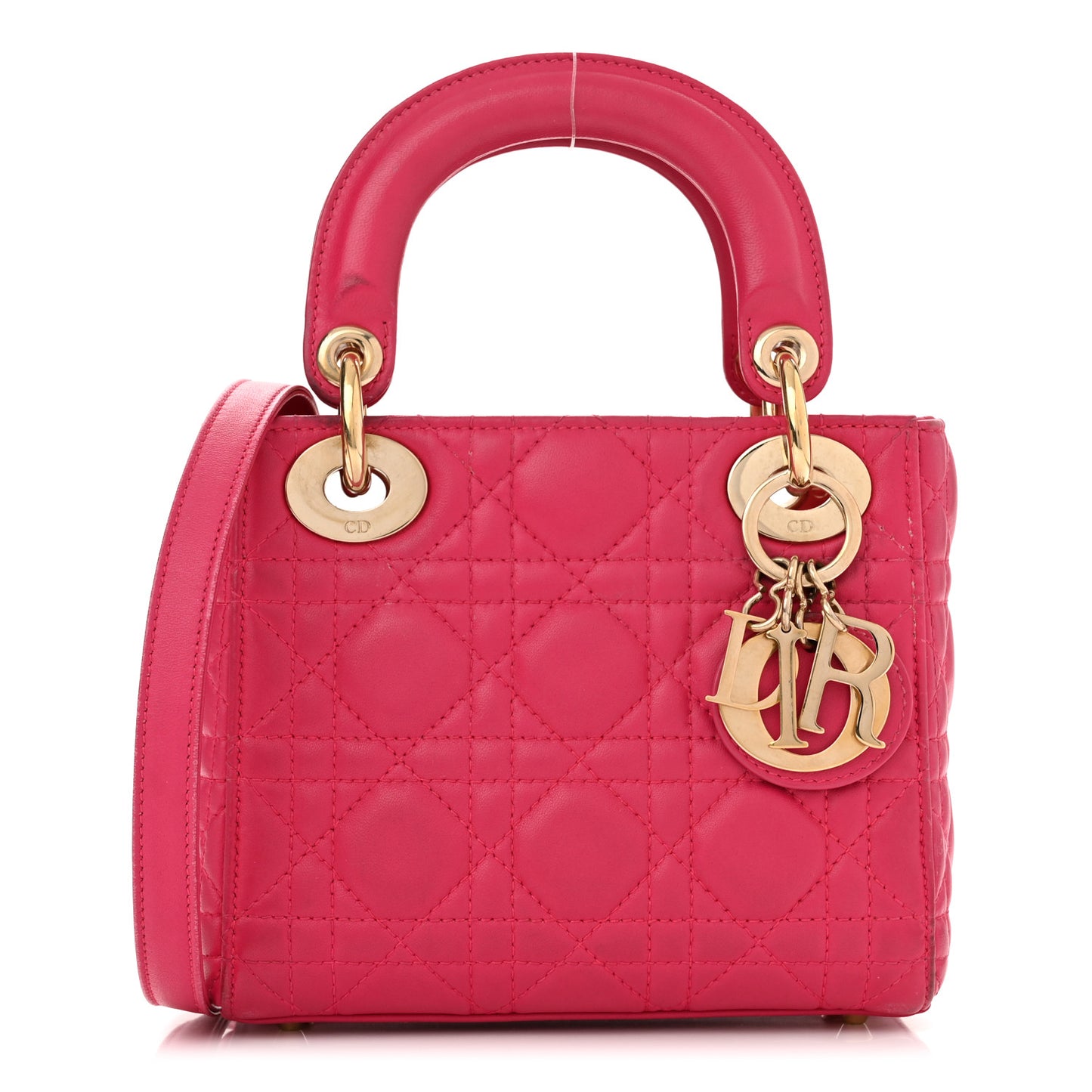 Lambskin Cannage Mini Lady Dior Fuchsia