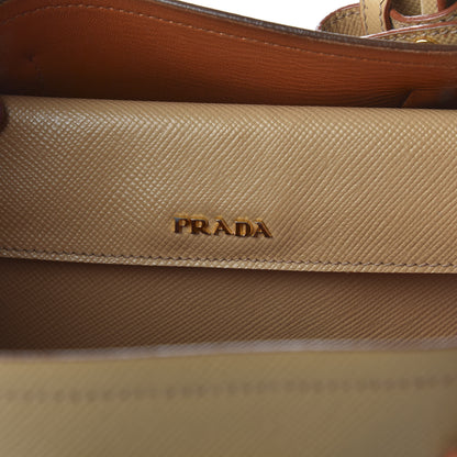 Prada Saffiano Cuir Medium Double Bag Noisette Papaya 8 of 13