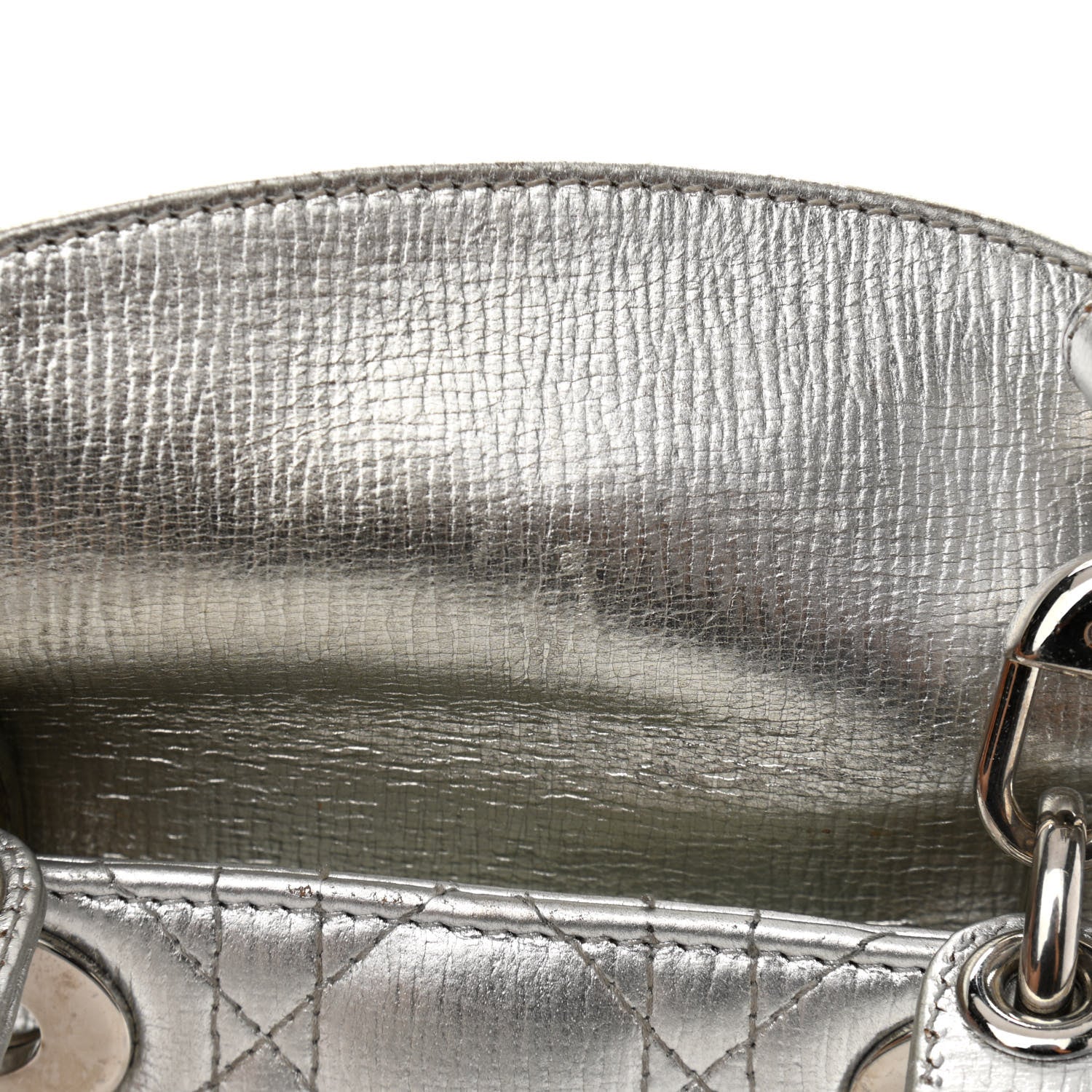 Christian Dior Metallic Grained Calfskin Cannage Small Lucky Badges My Lady Dior Silver 10 of 15
