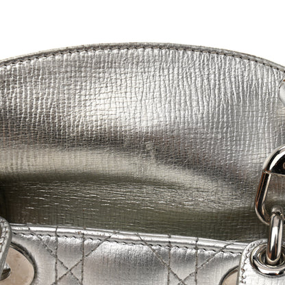 Christian Dior Metallic Grained Calfskin Cannage Small Lucky Badges My Lady Dior Silver 10 of 15