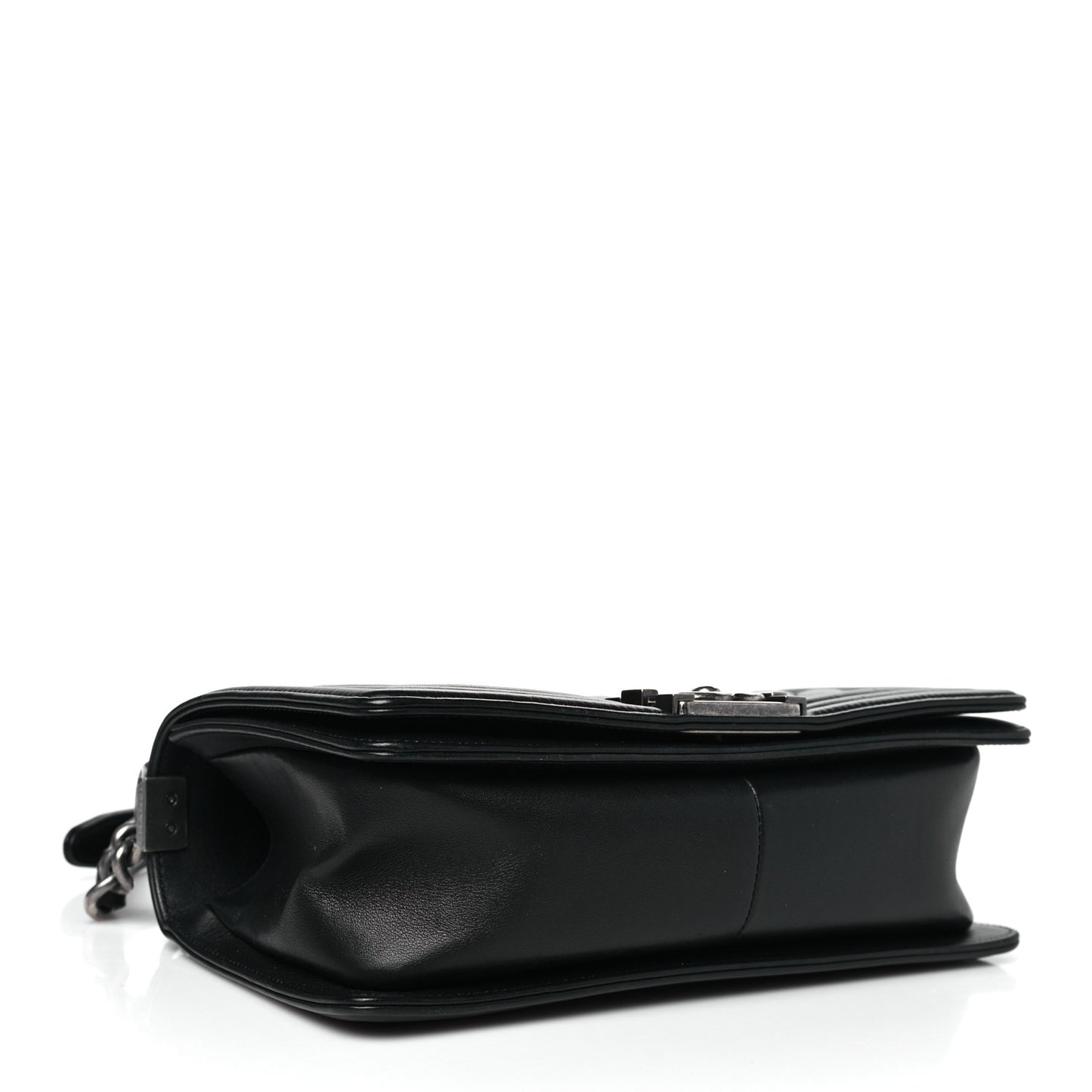 Calfskin Chevron Quilted Medium Boy Flap Black