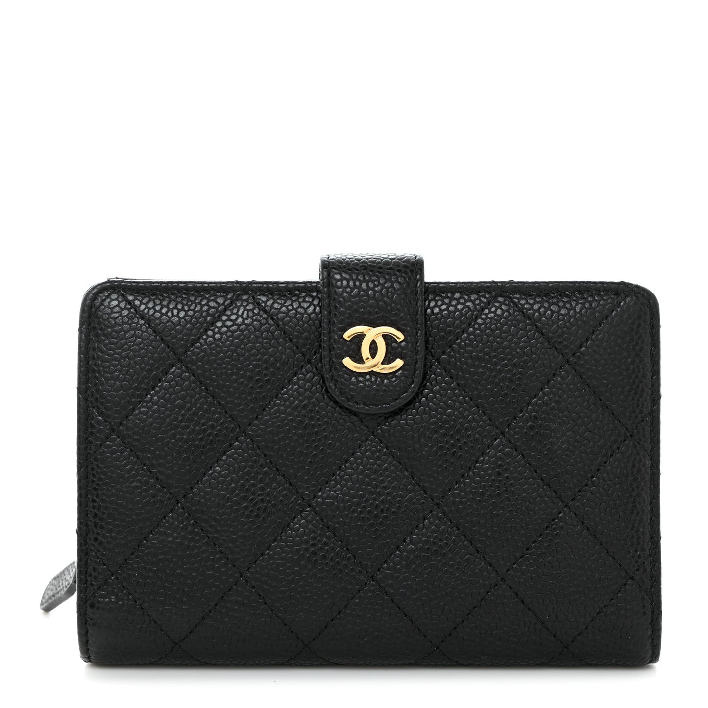 Caviar Quilted Zipped Pocket Wallet Black