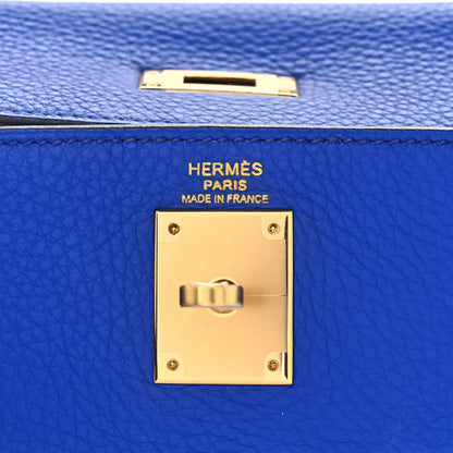 Hermes Taurillon Clemence Kelly Retourne 32 Bleu Electrique 6 of 13