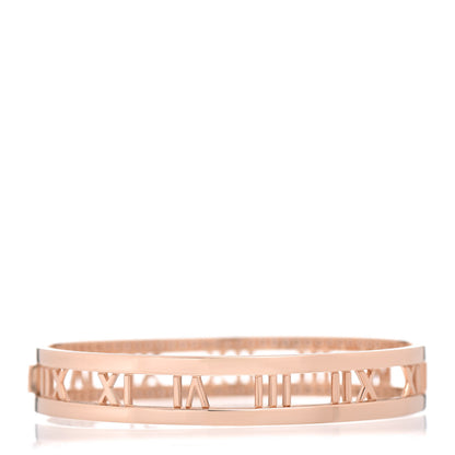 Tiffany 18K Rose Gold Diamond Atlas Open Hinged Bangle Bracelet 3 of 4