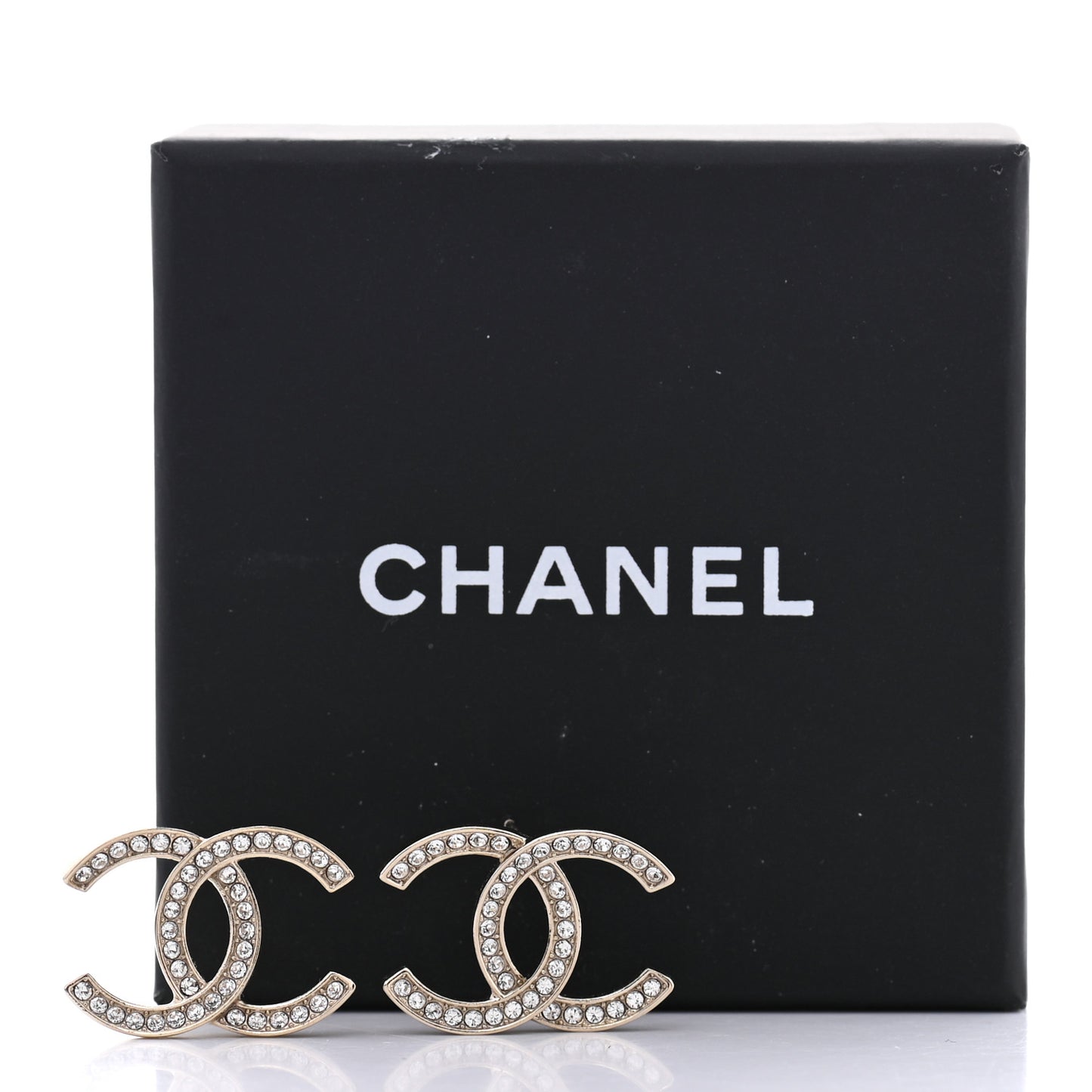 Crystal Large CC Earrings Gold