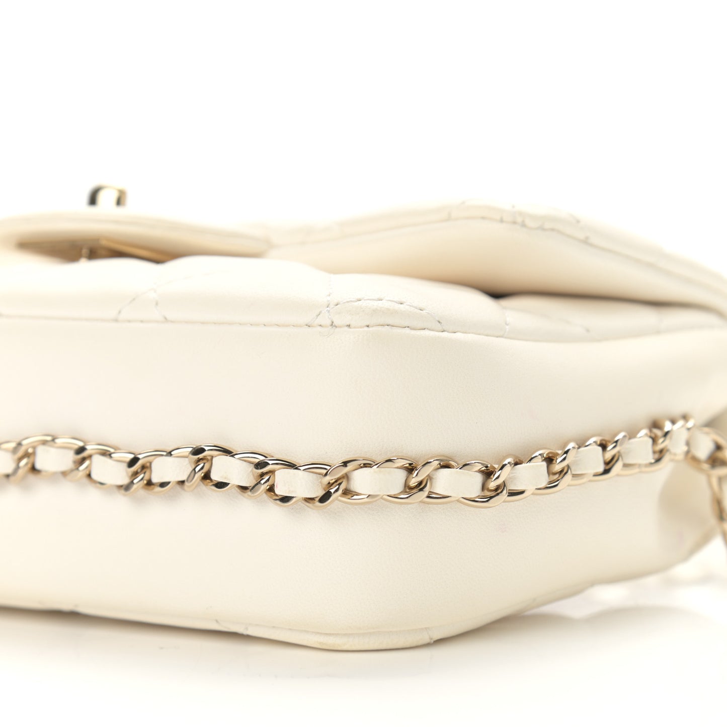 Lambskin Quilted Mini My Precious Flap White