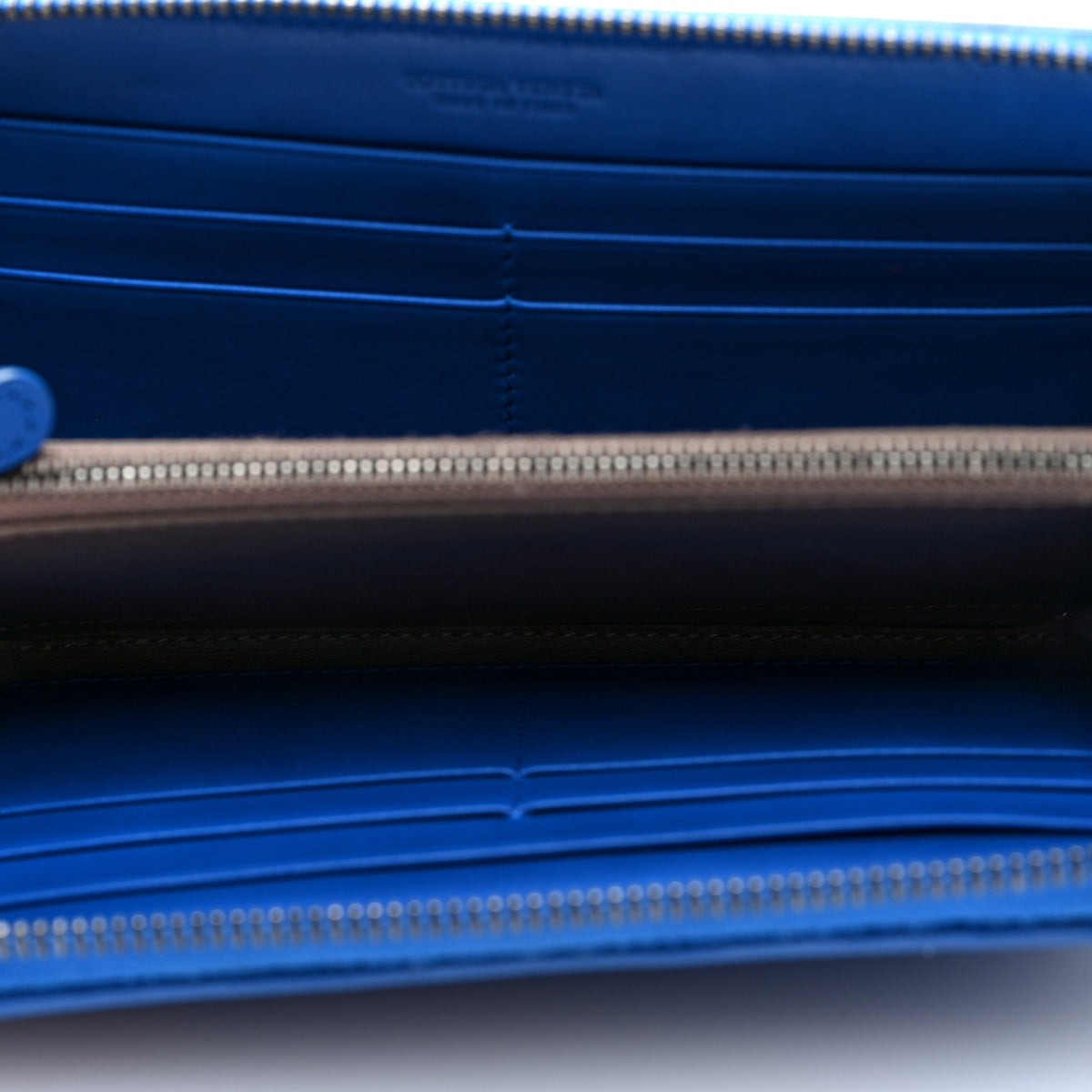 Nappa Intrecciato Zip Around Wallet Cobalt