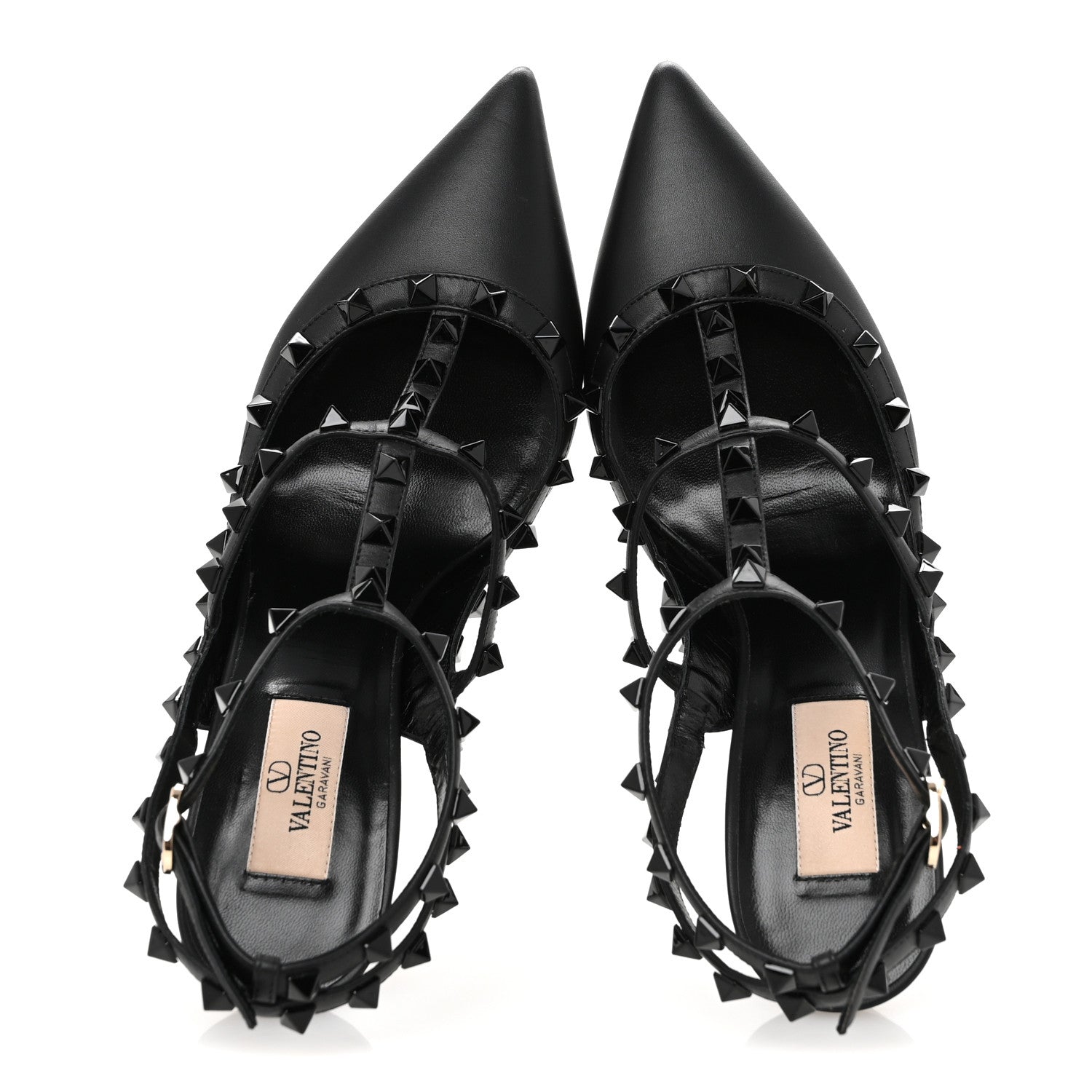 Valentino Garavani Calfskin Nappa Monochrome Rockstud Ankle Strap 100mm Pumps 40 Black 2 of 9