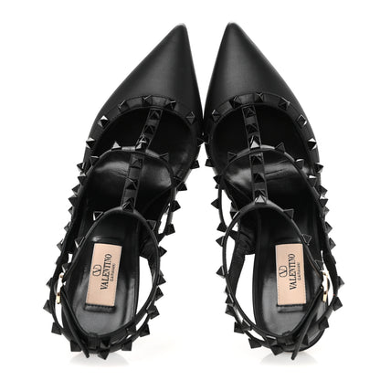 Valentino Garavani Calfskin Nappa Monochrome Rockstud Ankle Strap 100mm Pumps 40 Black 2 of 9