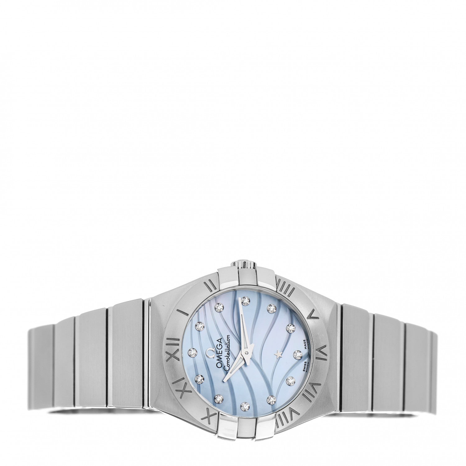 Omega Stainless Steel Diamond Blue Mother of Pearl 28mm Constellation Quartz Watch 123.10.24.60.57.001 2 of 4