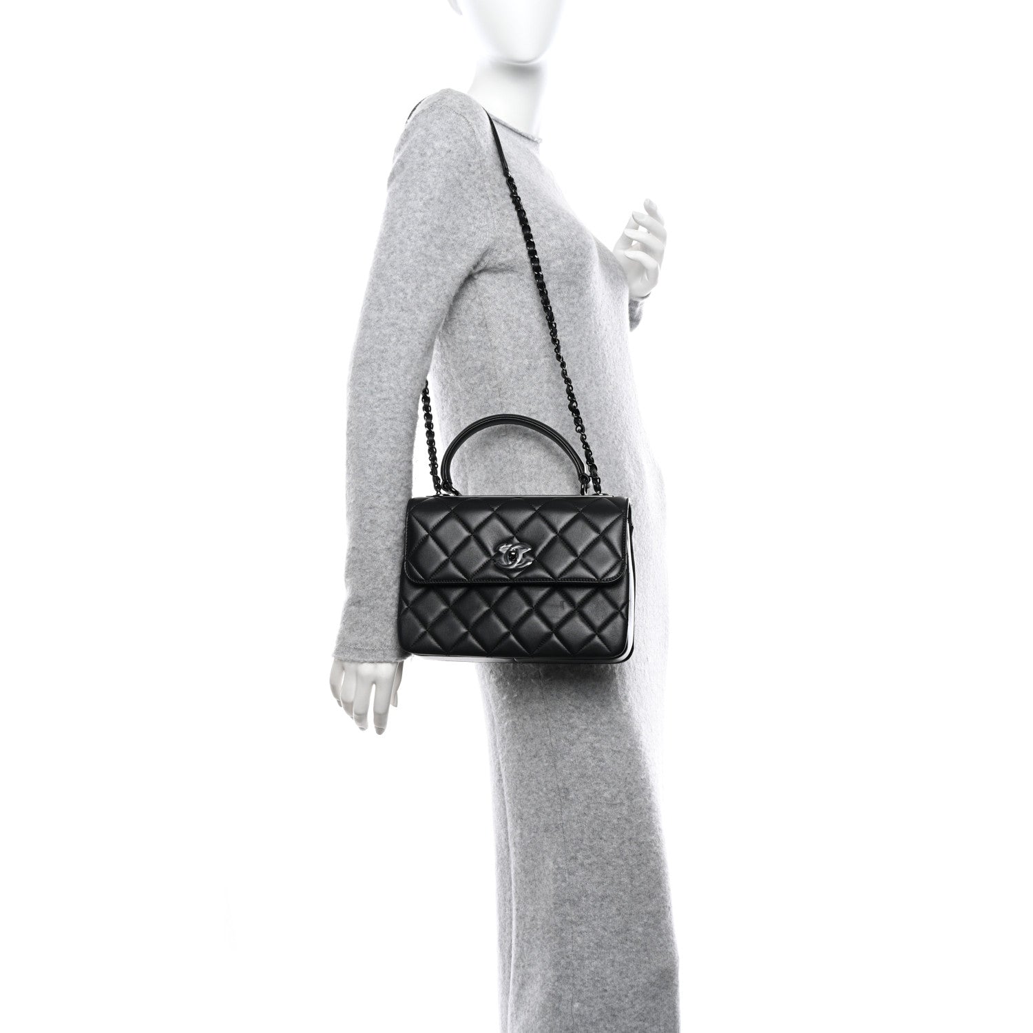 Chanel Lambskin Quilted Small Trendy CC Dual Handle Flap Bag So Black 2 of 11