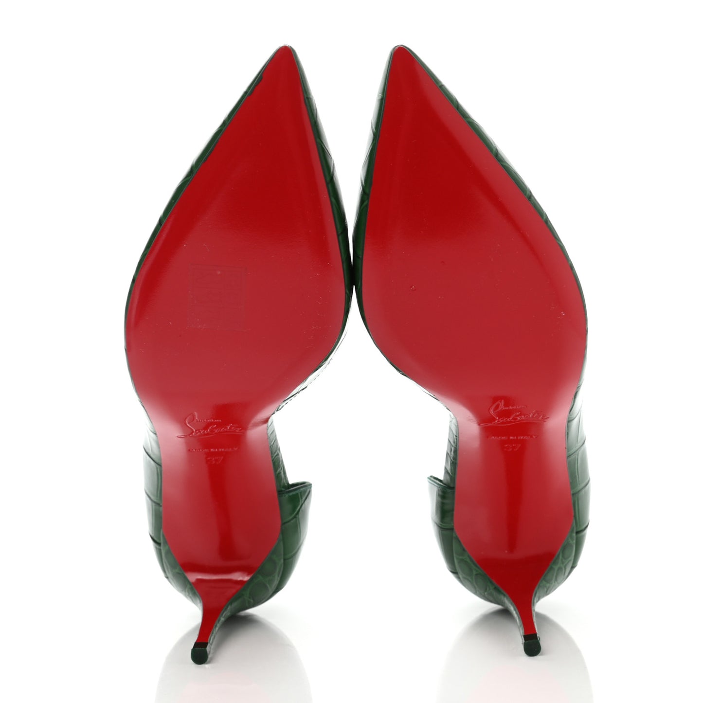 Crocodile Embossed Calfskin Iriza 70 Pumps 37 Green