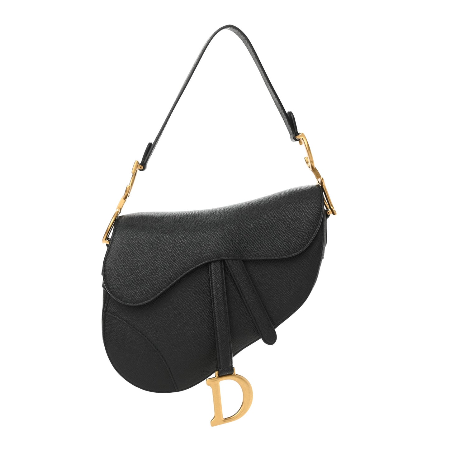 Grained Calfskin Saddle Bag Black