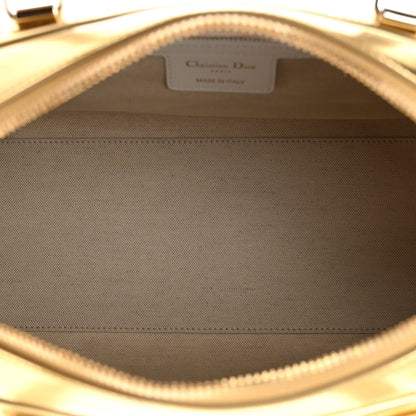 Christian Dior Calfskin Padded Macrocannage Medium Dior Vibe Zip Bowling Bag White Gold 5 of 13