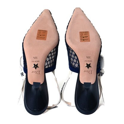 Christian Dior Resille Lambskin Ribbon J'Adior Slingback 65mm Pumps 37.5 Indigo Blue 7 of 9
