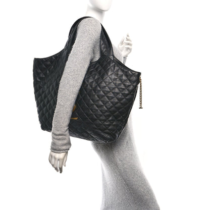 Saint Laurent Lambskin Quilted Maxi Icare Shopping Tote Black 2 of 10
