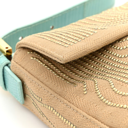 Fendi Fabric Lizard Studded Spider Baguette Tortora Celeste 11 of 15